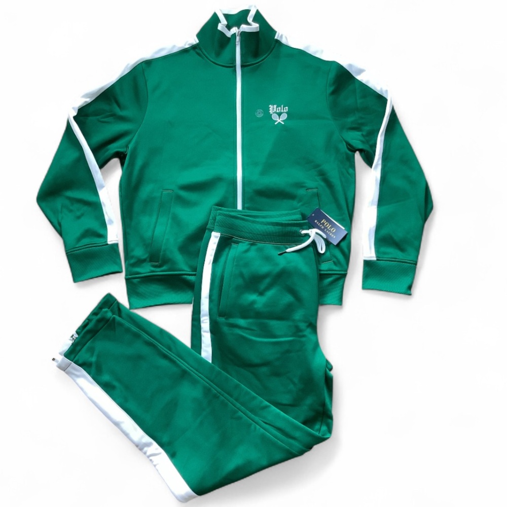 Polo by Ralph Lauren Green and White Track Jacket & Pants Set